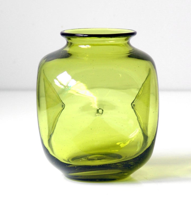 American Group of Chartreuse vases by Winslow Anderson for Blenko. For Sale