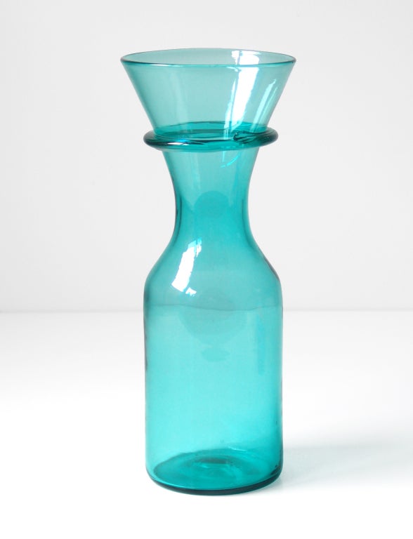 American Trio of vintage glass vases in Sea Green by the Blenko Glass Co. For Sale