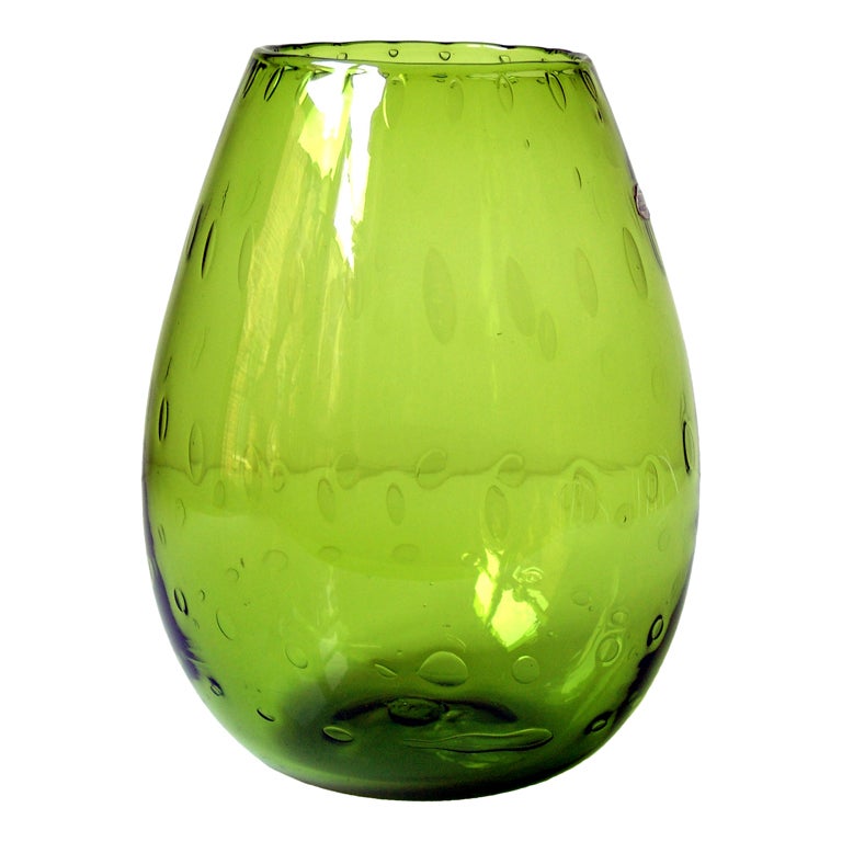 Massive controlled bubble vase by Joel Myers for Blenko, 1967 For Sale