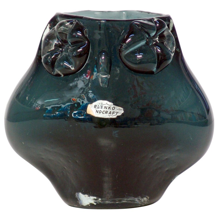 1958 Owl vase by Wayne Husted for the Blenko Glass Company For Sale
