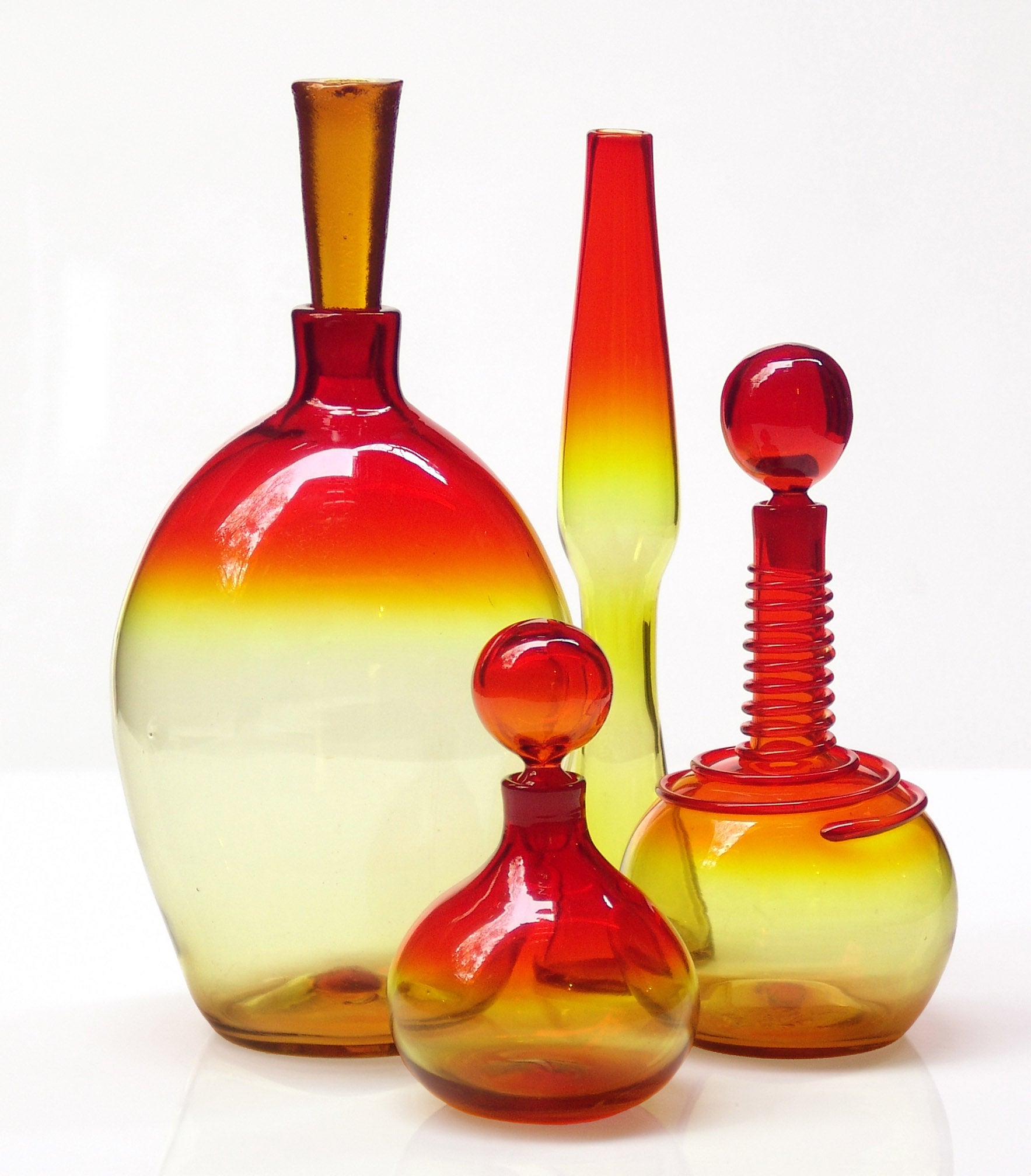 Dramatic 1960's Amberina Blenko Glass grouping