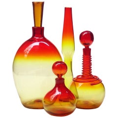 Dramatic 1960's Amberina Blenko Glass grouping