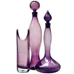 Trio of purple Wayne Husted Designs for Blenko 1958-62