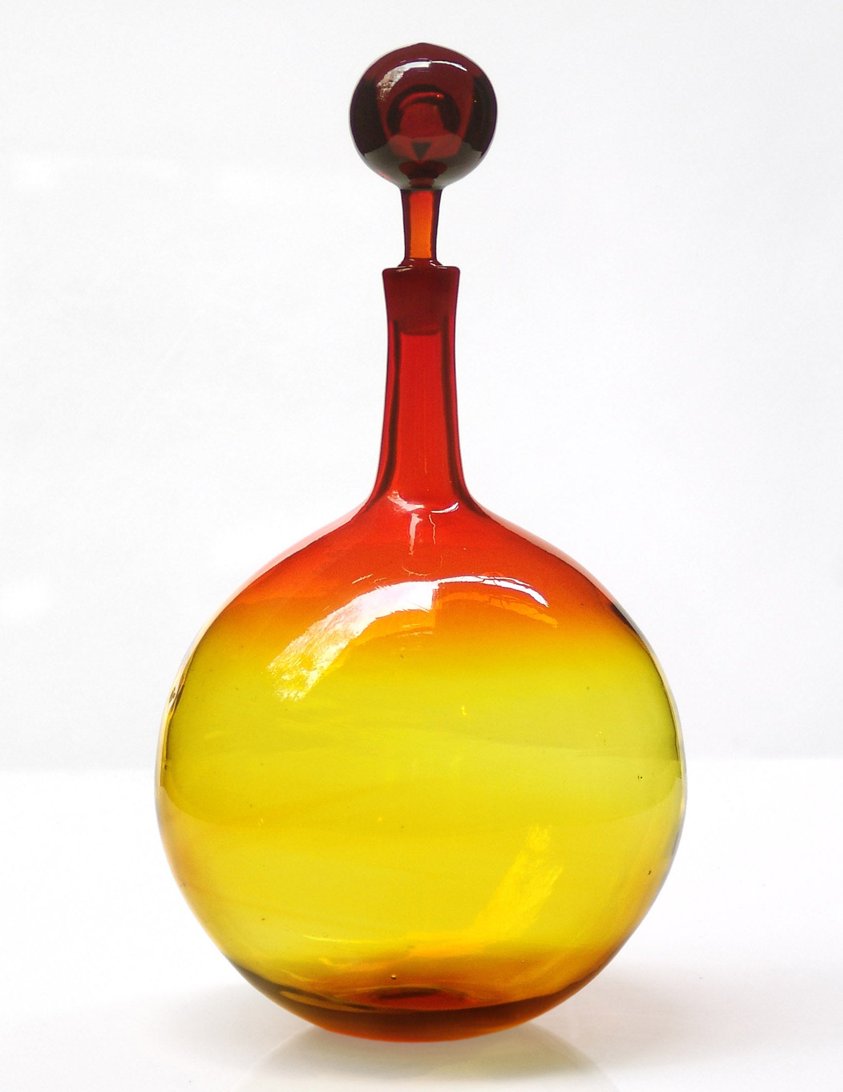 1965 Double Ball Decanter by Joel Philip Myers for the Blenko Glass Co.