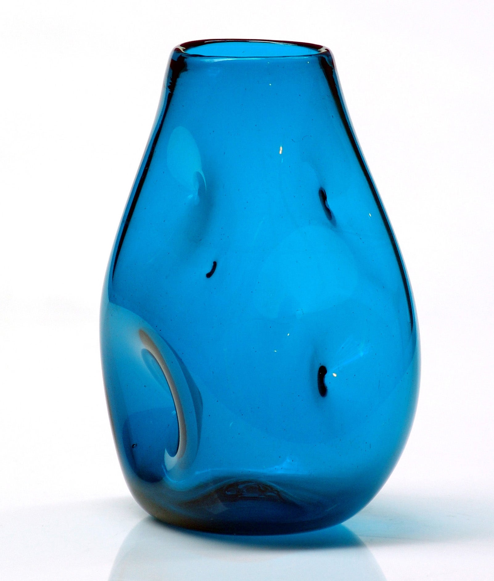 1950 indent vase in Teal by Winslow Anderson for the Blenko Glass Co. For Sale