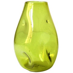 Vintage 1950 Indent vase in Chartreuse by Winslow Anderson for the Blenko Glass Co.