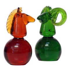Pair Of Vintage Blenko Glass Sculptures By Joel Myers