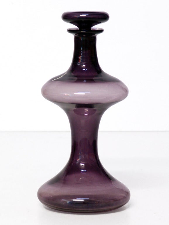 A Gorgeous Set of Mulberry Purple 1950's Blenko Decanters In Excellent Condition In New York, NY