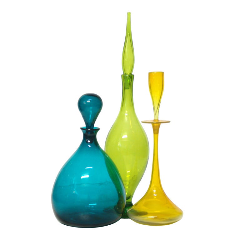 A Collection of 1960's Vintage Blenko Glass Decanters