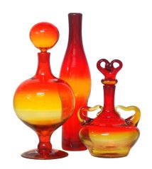 Retro A trio of designs in Tangerine produced by the Blenko Glass Co