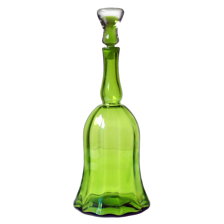 Large bell shaped decanter by Joel Philip Myers for Blenko, 1969 For Sale