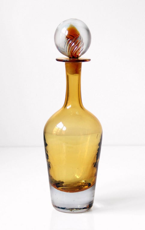 American Grouping of golden Wheat colored decanter by the Blenko Glass Co