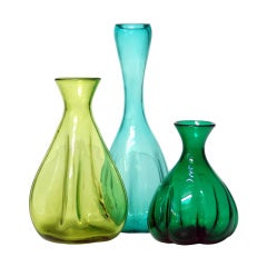 Trio of Winslow Anderson design bud vases in various greens