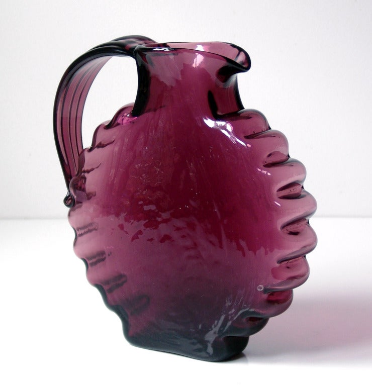 Three Amethyst colored Blenko Glass vessels. In Excellent Condition For Sale In New York, NY