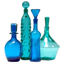 Retro A colleciton of Turquoise & Sea Green mid-century Blenko glass