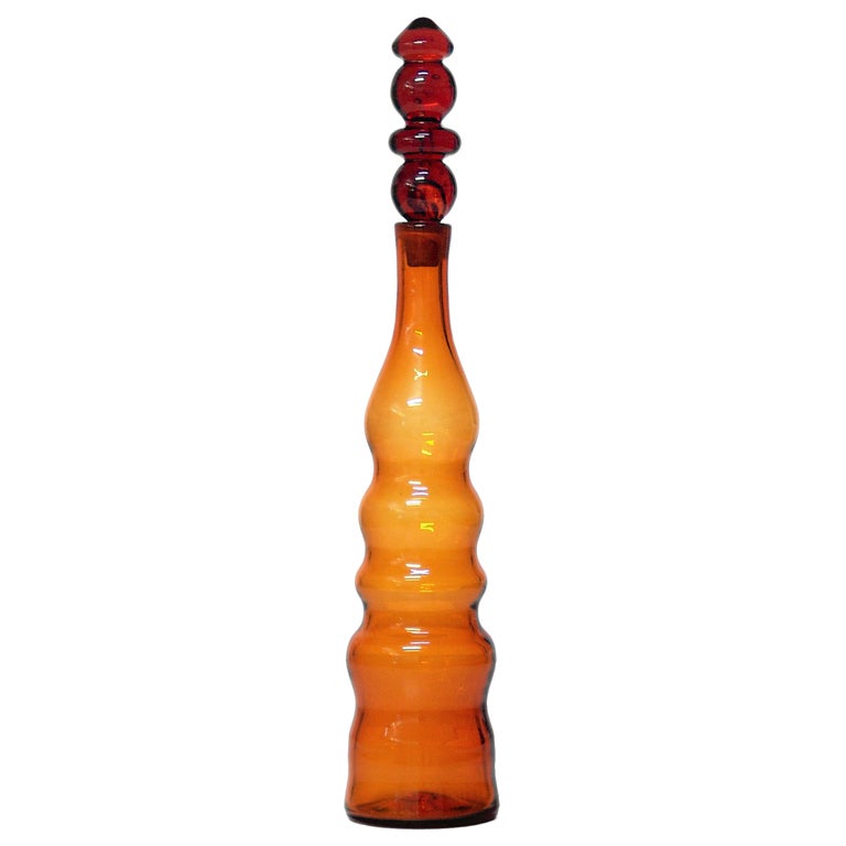 Elaborate Baluster Form Decanter by Joel Myers for Blenko, 1967