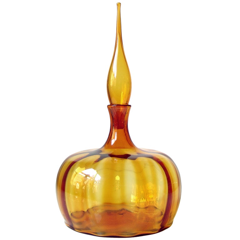 1964 Gourd form flame stopper decanter by Joel Myers for Blenko For Sale