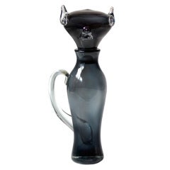 Rare 1955 Sculptural Cat Decanter by Wayne Husted for Blenko