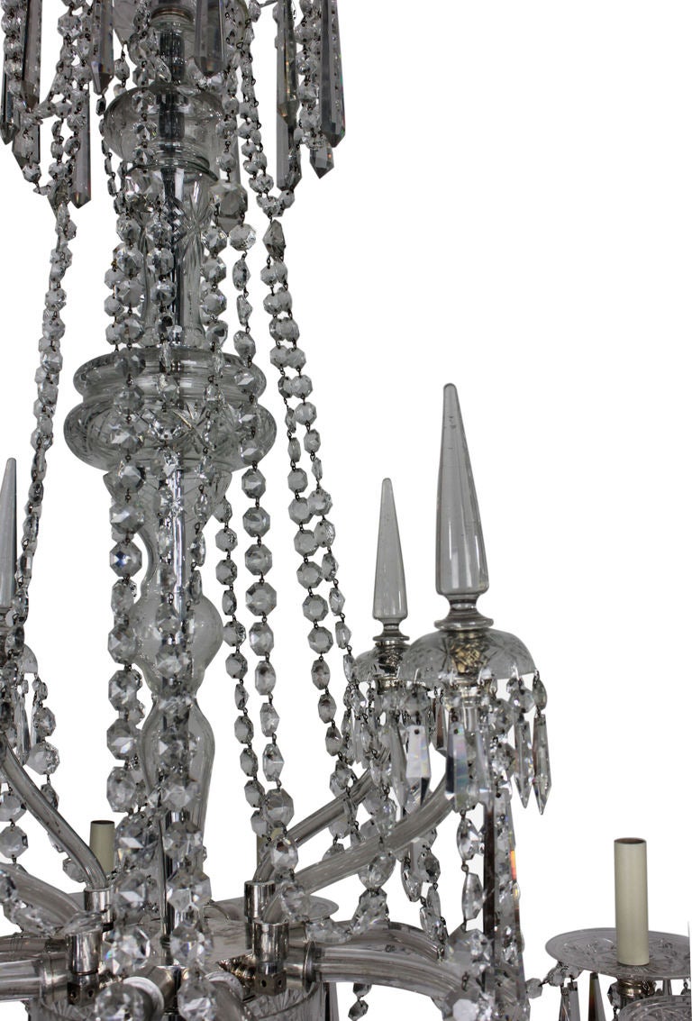 A Large English Cut Glass Chandelier