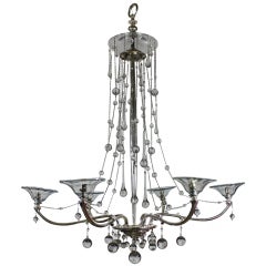 An Unusual French Silver Chandelier Hung With Glass Baubles 5