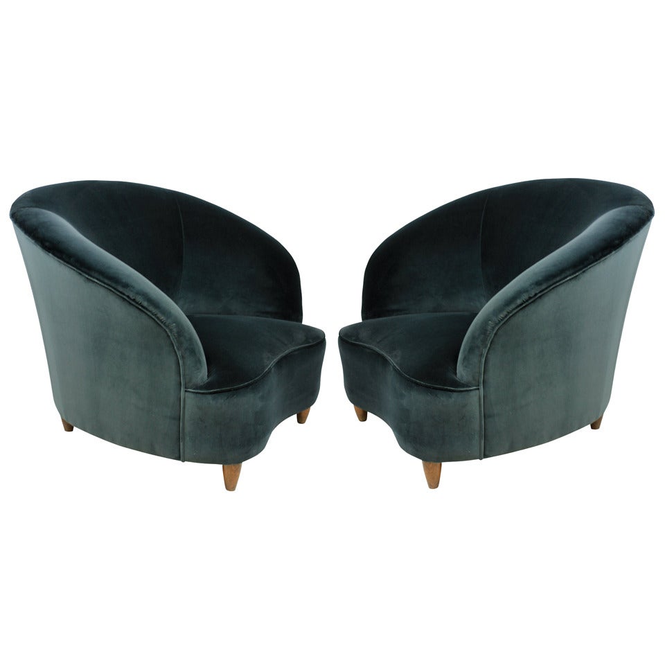 A Pair Of Large 50
s Sculptural Armchairs By Ico Parisi
