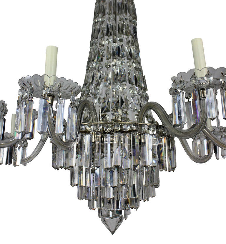 A Large English Regency Style Cut Glass Chandelier