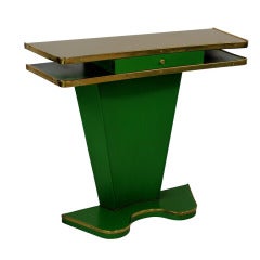 A 50
s Italian Console Table In Green Leather