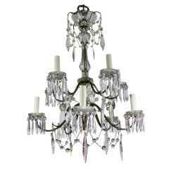 Antique A Silver & Cut Glass Chandelier By Faraday & Son