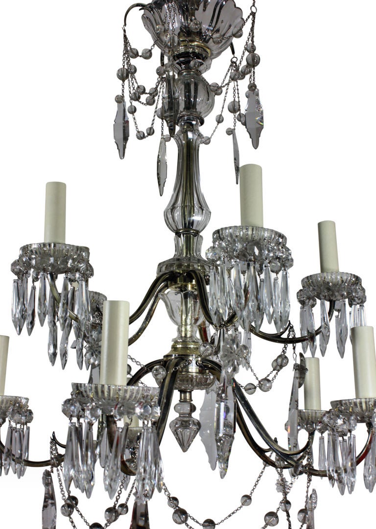 A Silver & Cut Glass Chandelier By Faraday & Son