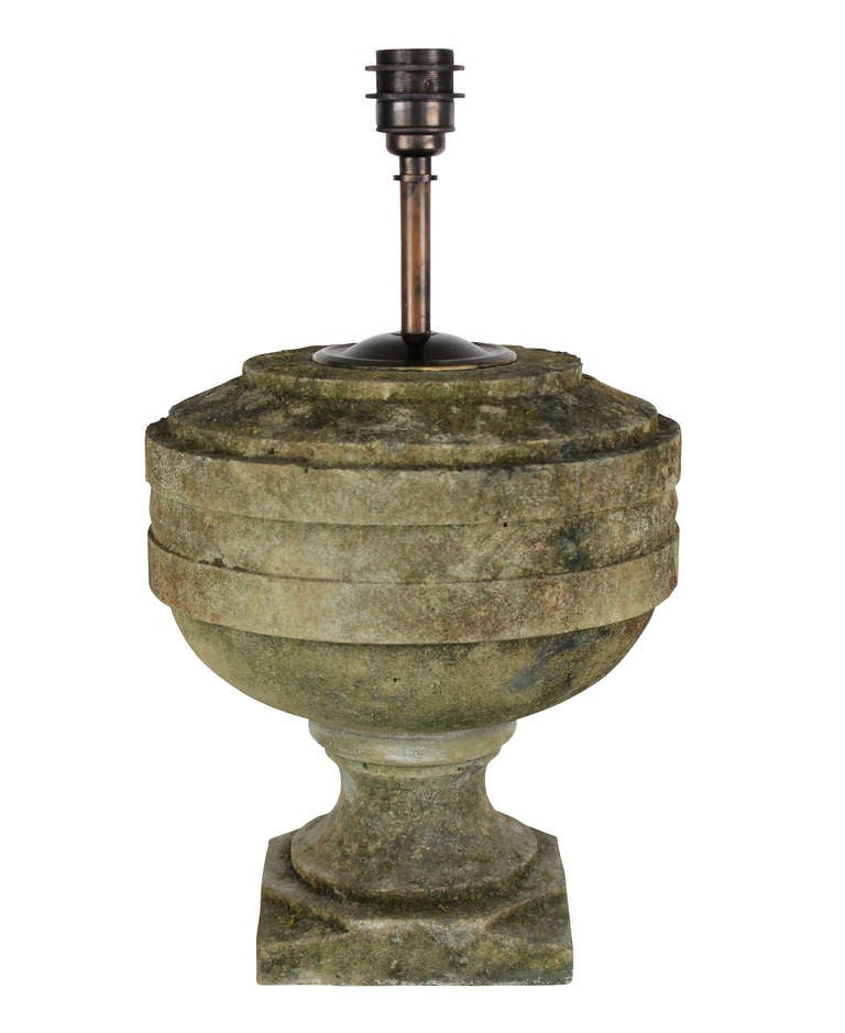 A Pair Of Carved Limestone Urn Lamps