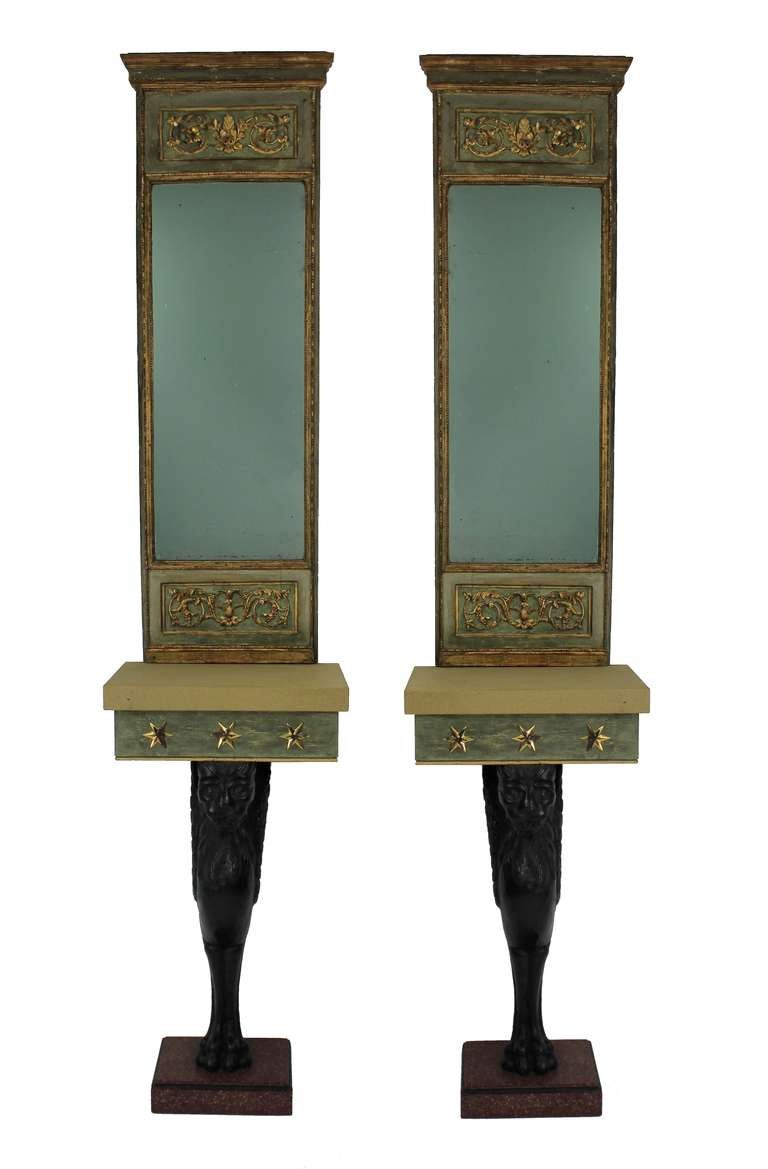 A Pair Of Baltic Consoles & Matching Pier Mirrors