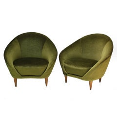 A Pair Of Sculptural Armchairs By Ico Parisi, Milan