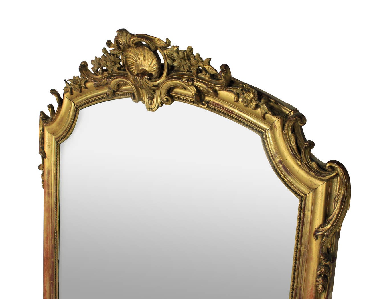 A fine French Napoleon III carved gilt wood over mantle mirror.