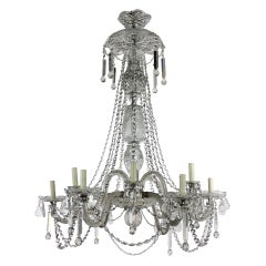 A Large English Heavily Cut Glass Chandelier