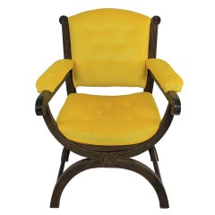 An English Oak Savonarola Armchair