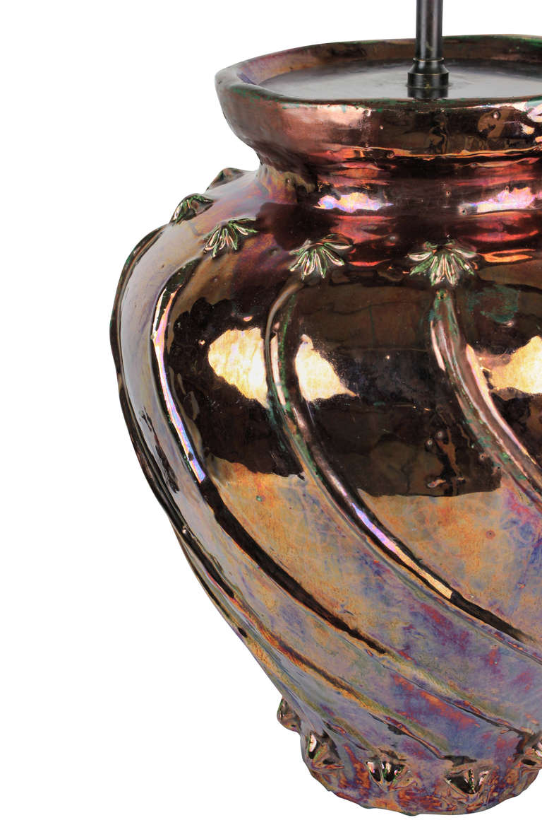 A Beautiful 40's Lustre Ware Vase Lamp