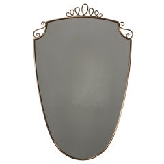A Simple 50
s Italian Shield Shaped Mirror In Brass