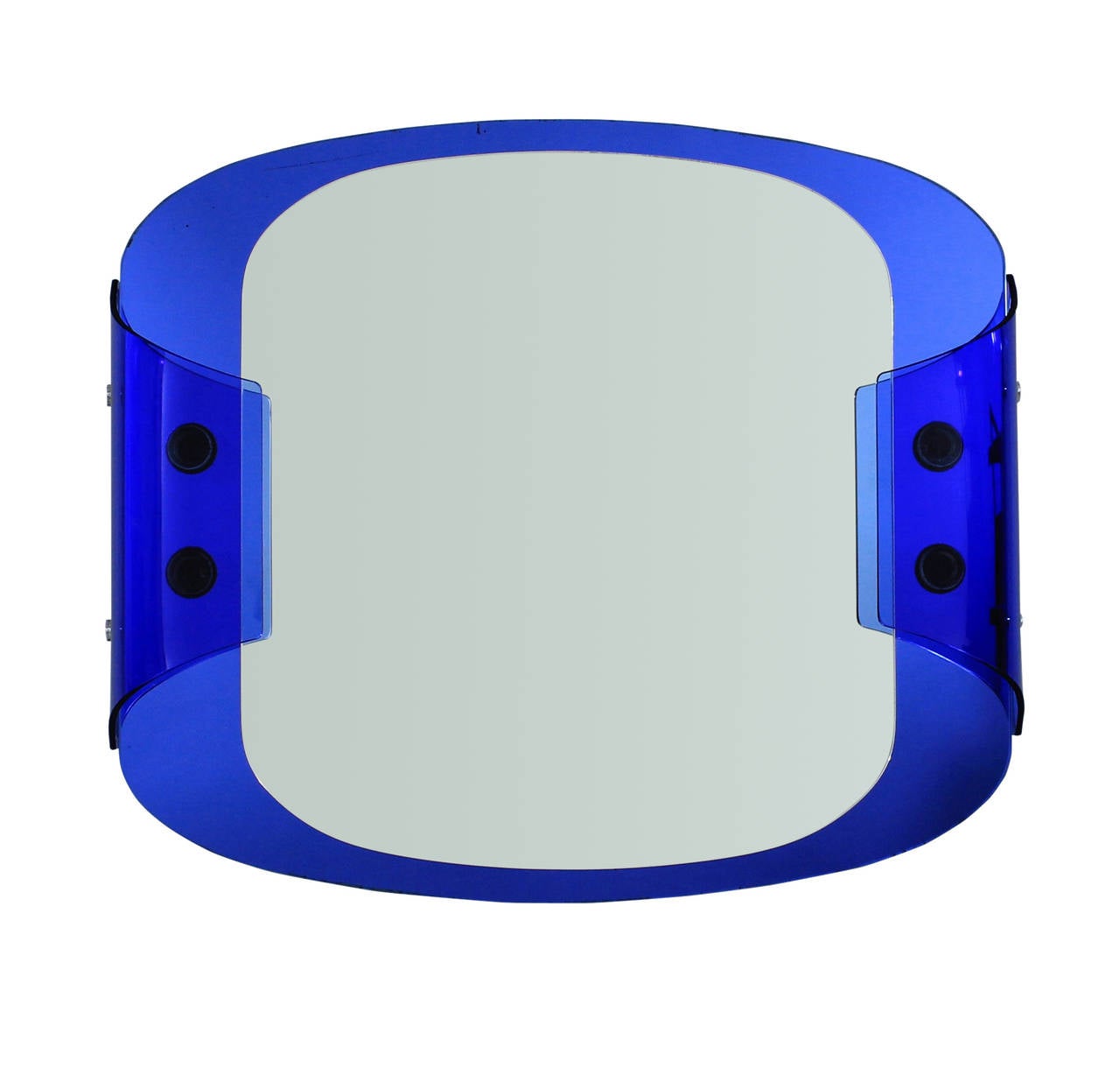Pair of Stunning Veca Mirrors With Blue Borders and Side Lights