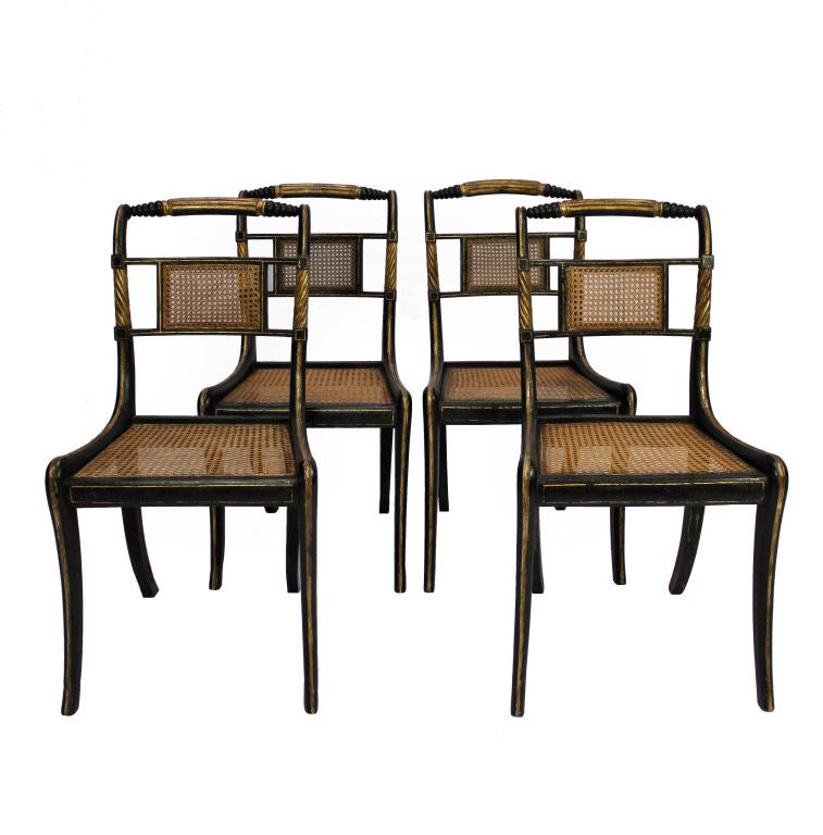 A Set Of Four Fine English Regency Dining Chairs