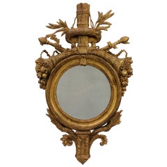 A Large French Gilt Wood Circular Cartouche Mirror