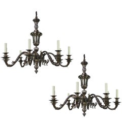 A Pair Of Large English Charles II Style Silver Chandeliers