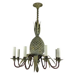 A 40's American Painted Tole Pineapple Chandelier