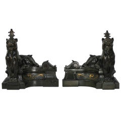 A Pair of Late Regency Bronze Chenet