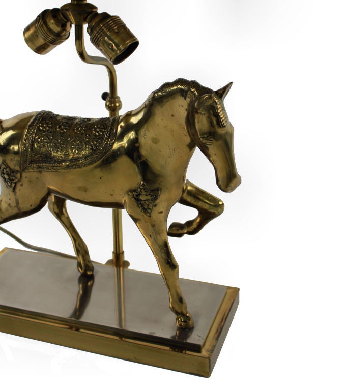 French A Gilt Bronze Horse Lamp By Maison Jansen