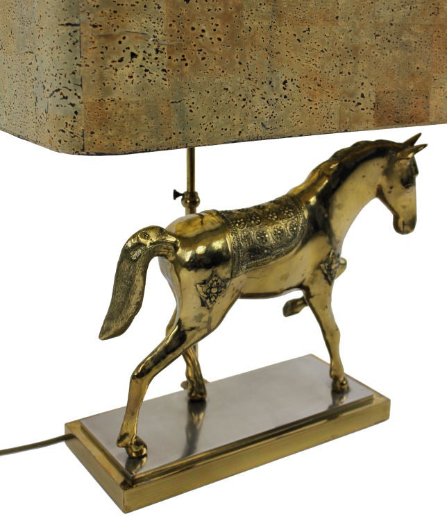 Mid-20th Century A Gilt Bronze Horse Lamp By Maison Jansen