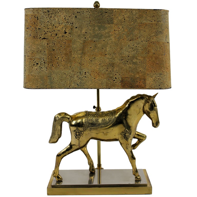 A Gilt Bronze Horse Lamp By Maison Jansen