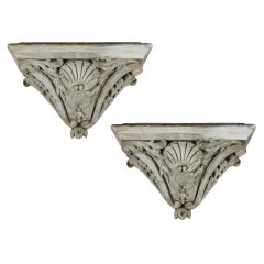 Antique A Pair Of English 19th Century Plaster Wall Brackets
