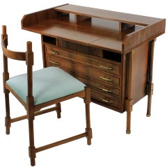 An Italian Solid Walnut Desk & Chair c.1960's