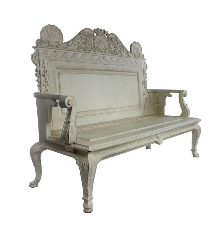 A Large & Impressive Painted Carved Mahogany Irish Settle