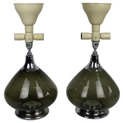 A Pair Of 50's Italian Murano Glass Lamps